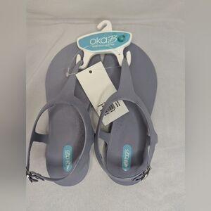 NWT Oka-B Carson T-Strap Sandals Dusty Blue Women's Size 6